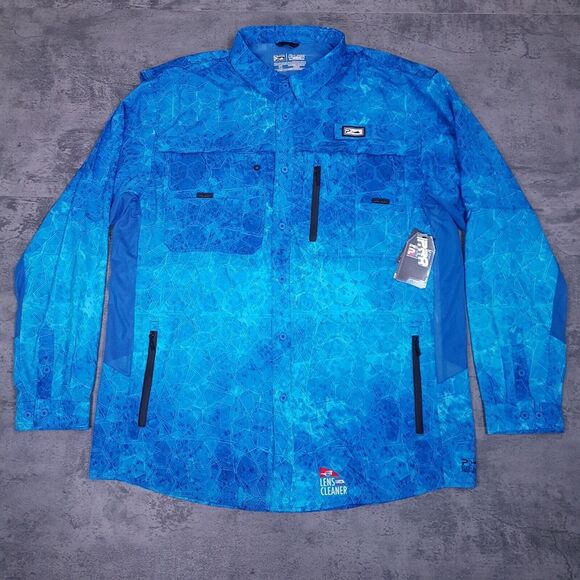 PELAGIC Eclipse Pro Series Hexed Guide Offshore Fishing LS Shirt Mens 3XL Blue - Picture 1 of 9